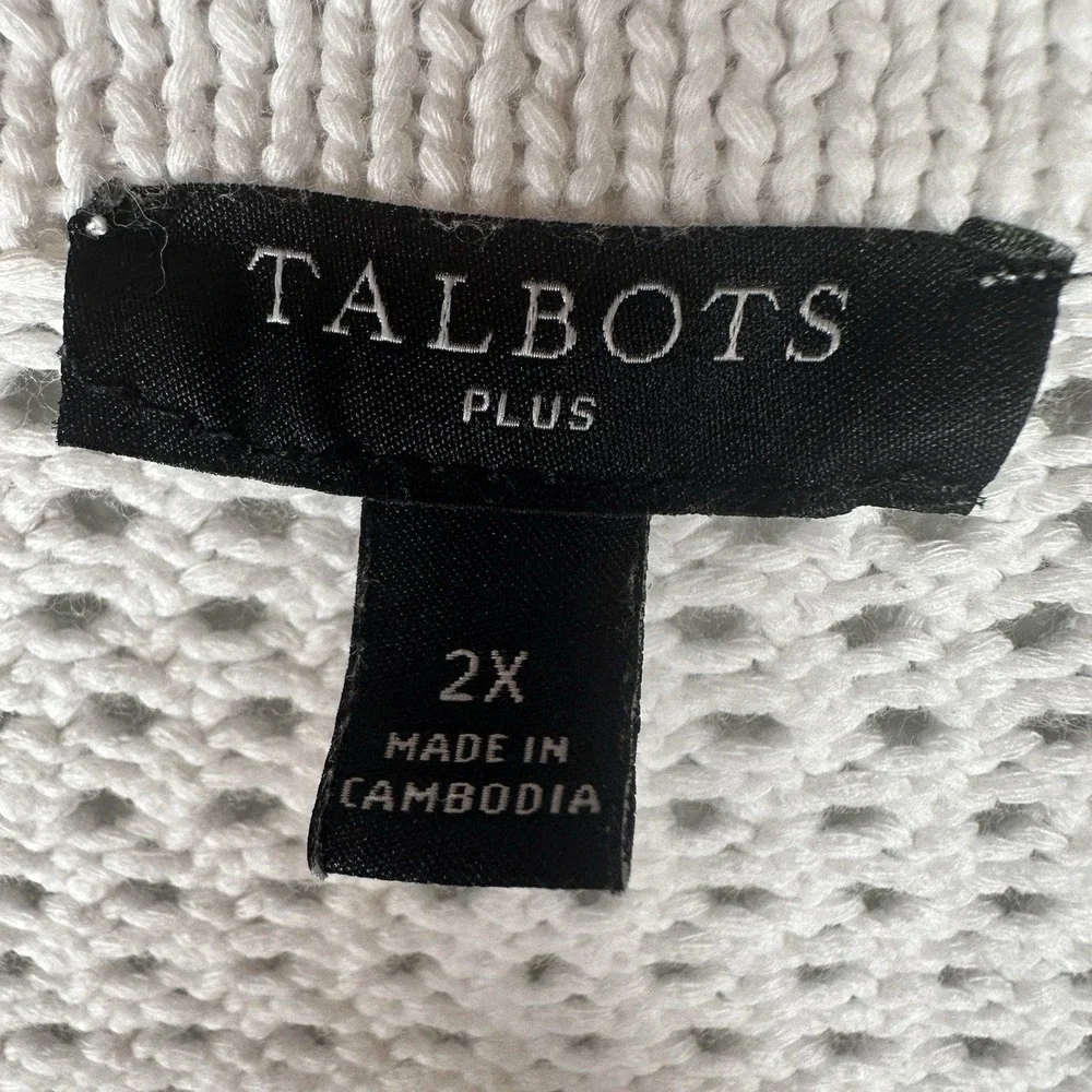 Talbots Open Knit Cardigan Sweater Womens Plus 2X Cotton Blend Minimalist Beachy